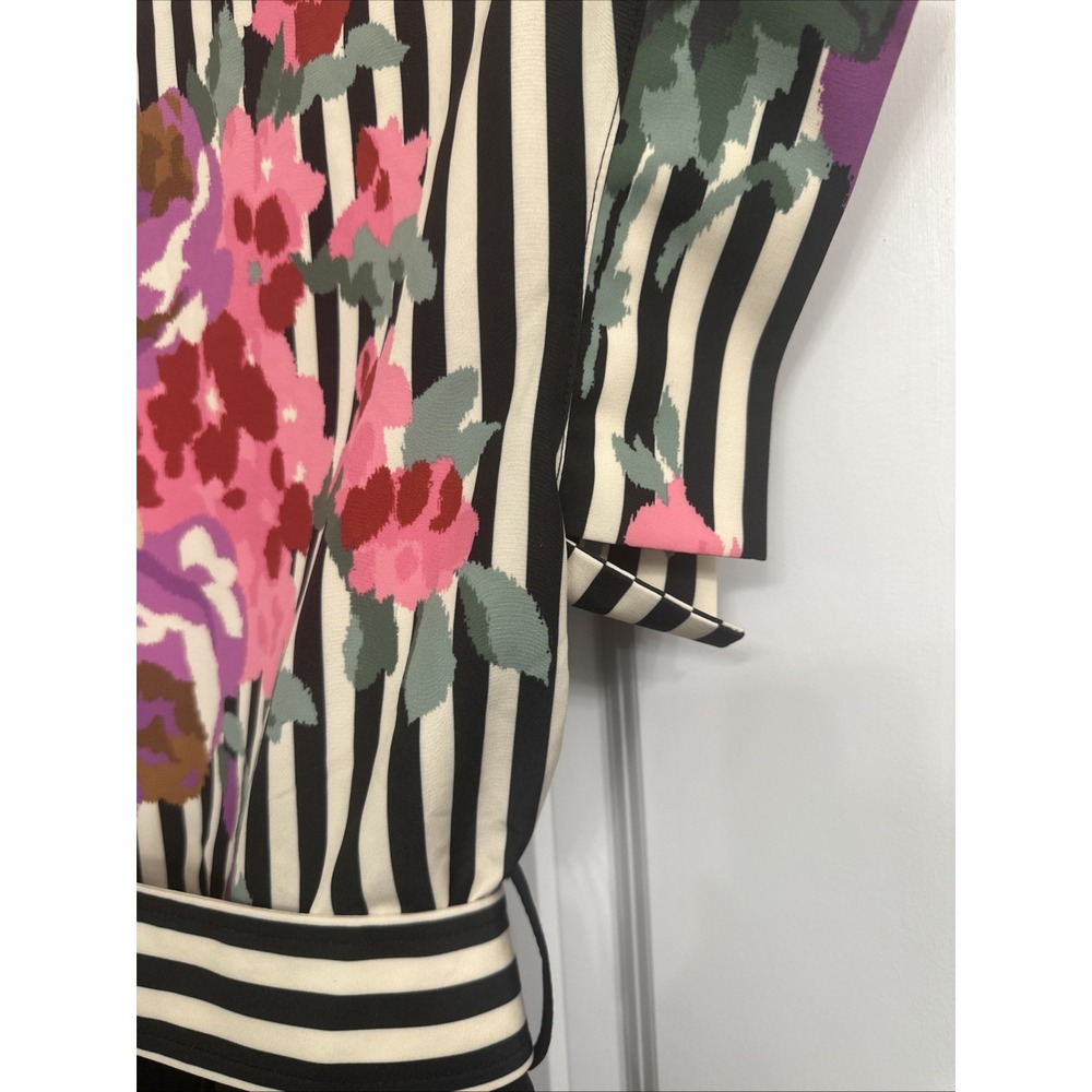 Tuckernuck Size Small Flowering Trellis Chloe Midi Dress S/S Black Floral Stripe - Picture 8 of 16